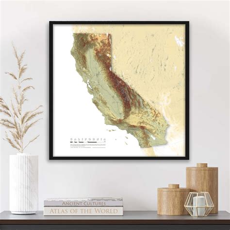 California Elevation Map With Shaded Relief 24x24 Inches Geojango Maps