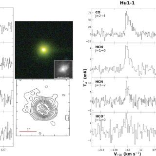 Spectra Of HCN And HCO Detected In He 2 459 And Hu 1 1 CO Spectra