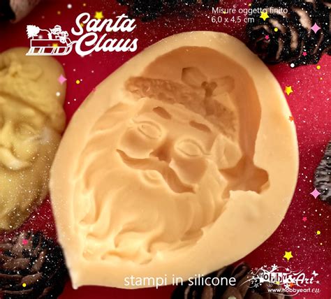 Stampo In Silicone Santa Claus Viso E Cappello Con Stellina