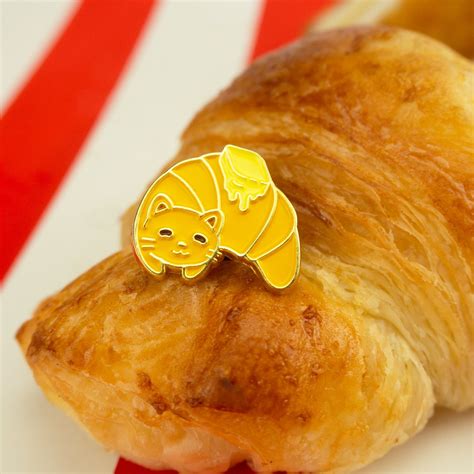 Cat Croissant Enamel Pin - Etsy