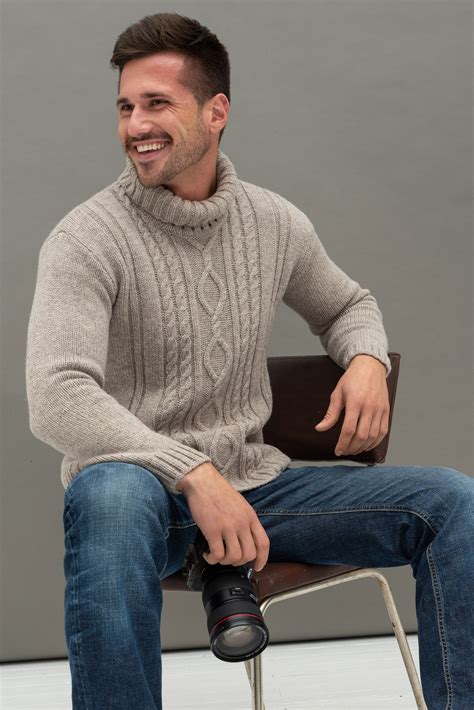 Merino Wool Turtleneck Sweater Men S Turtleneck Natural Etsy UK