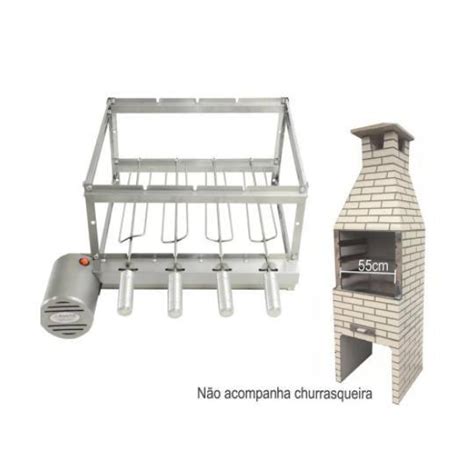 Kit Grill Inox Espetos Churrasqueiras Pr Moldadas Cm Brasa