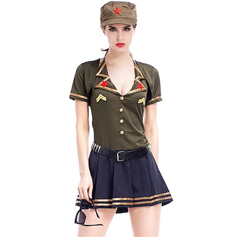 Women Sexy Army Uniform Costume Dress Free Shipping Sexy Soldier