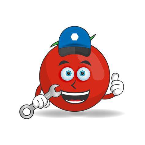 The Tomato Mascot Character Becomes A Mechanic Vector Illustration