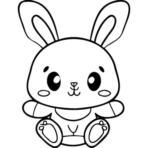 Coloriage De Lapin Kawaii Vecteur Premium