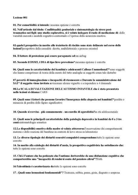 Paniere Nuovo Delle Risposte Multiple Di Sviluppo Tipico E Atipico