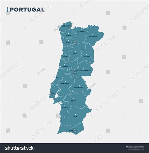 Detailed Vector Map Of Portugal Vector Royalty Free Stock Vector