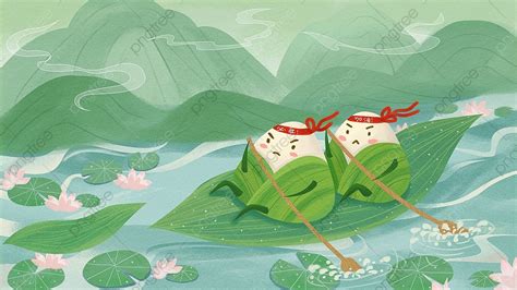 Dragon Boat Festival Zongzi Dragon Boat Race Small Fresh Illustration