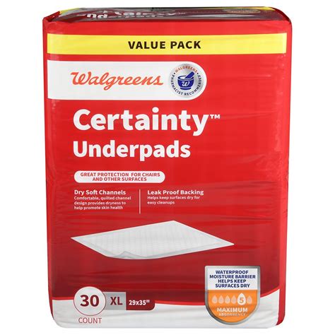 Walgreens Certainty Underpads XL X Large Walgreens