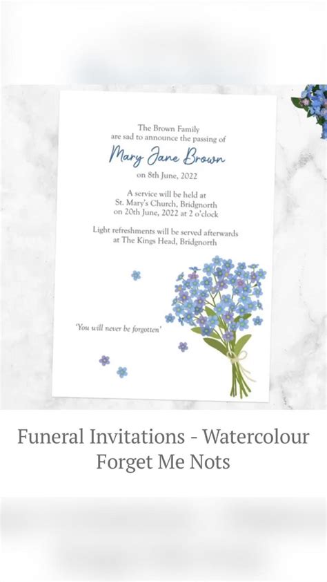 Watercolour Forget Me Nots Funeral Invitations 💙