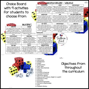 Digital Math Choice Boards Google Slides For Distance Learning