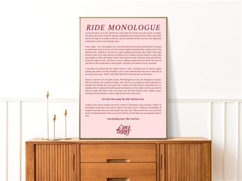 Lana Del Rey Ride Monologue LDR Lyrics Digital Wall Art Music Fan