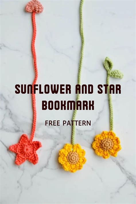 Crochet Sunflower And Star Bookmark Crochet Bookmark Pattern Easy