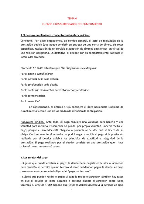 Tema Tema De Derecho De Los Contratos Apuntes Para Preparar