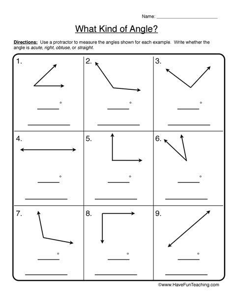 Measuring Angles Printable Worksheets