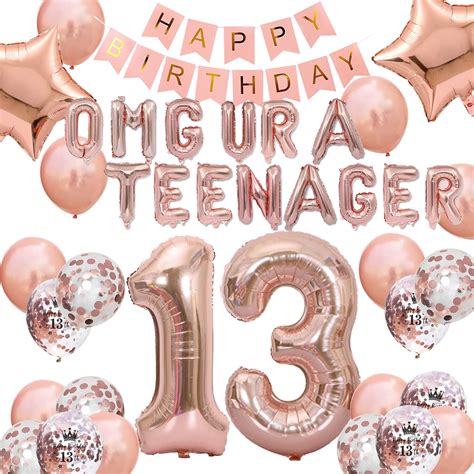 Buy 13th Birthday Decorations For Girl Rose Gold Omg Ur A Teenager Balloons Birthday Banner