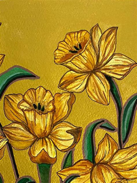 Five Daffodil Flowers Painting By Rashi Agrawal Exotic India Art