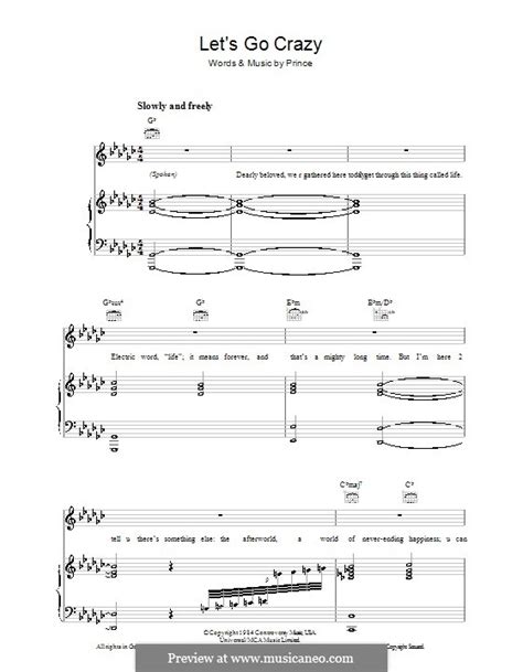 Lets Go Crazy By Prince Sheet Music On Musicaneo
