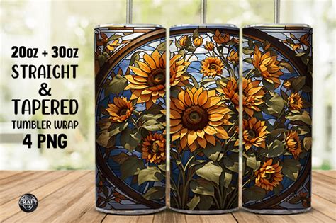 Sunflower For Stained Glass Tumbler Wrap Png Sublimation Designs