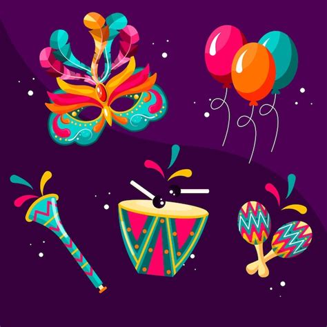 Colecci N De Elementos Planos Para Celebraci N De Carnaval Vector Gratis