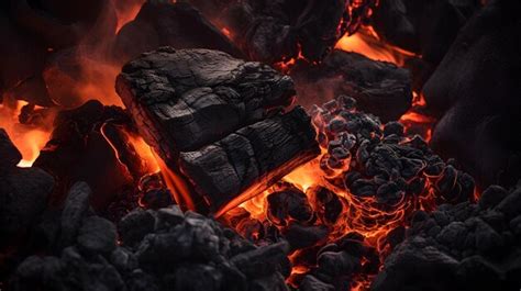 Premium Photo Burning Coal With Fire Top View Shot