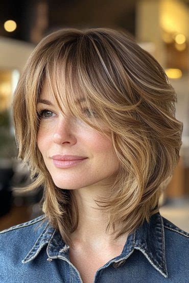 Chic Layered Bob Haircuts Layered Caramel Shag With Bangs