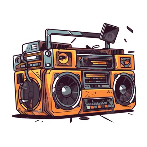 Boombox Clipart Ilustrasi Kartun Boombox Pada Latar Belakang Putih Vektor Kotak Booming