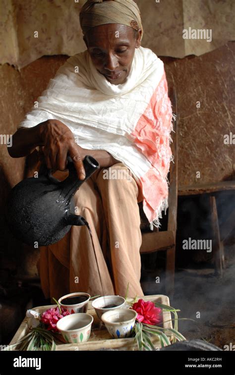 Ethiopian Coffee Ceremony Utacha Yirgacheffe Ethiopia Stock Photo