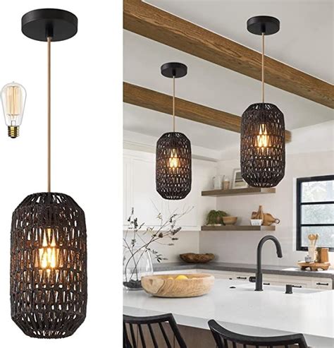 Rattan Pendant Light Fixtures For Kitchen Island