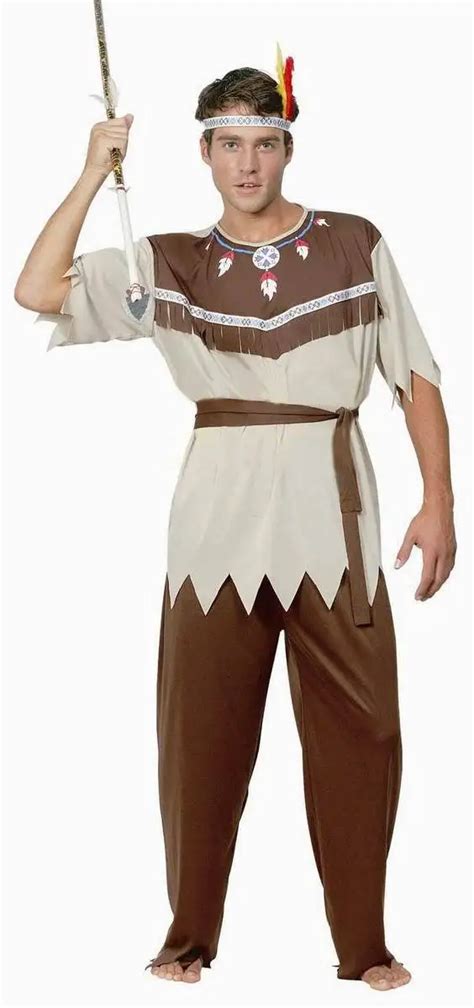 Warrior Costume Mens Dress Up Fancy Dress Costume Native Indian Chief Warrior Mens Costumes In