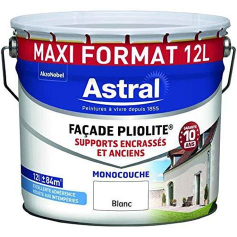 ASTRAL Peinture façades pliolite 12L maxi format blanc base white Réf