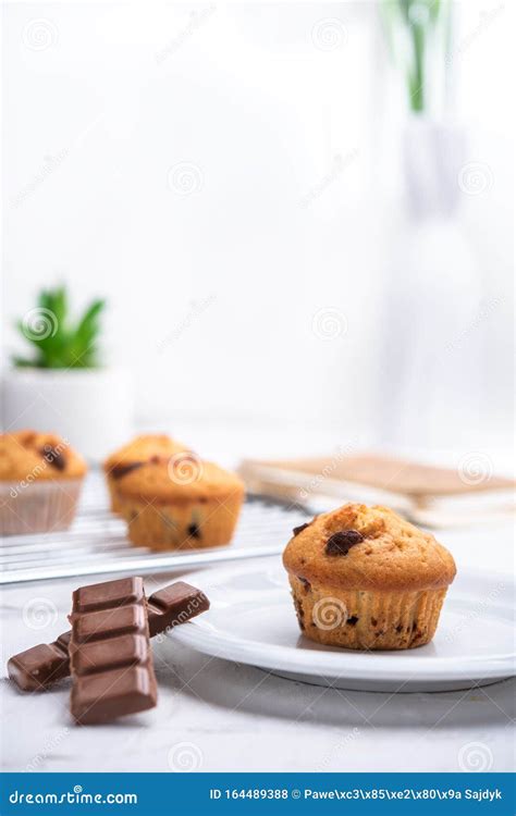 Deliciosos Muffins De Chocolate Con Fondo Blanco Foto De Archivo