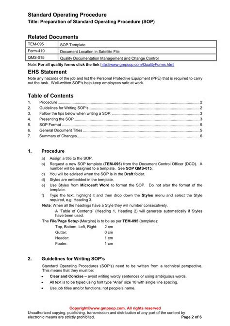 Pdf Standard Operating Procedure Gmpsop All Text Is To Be