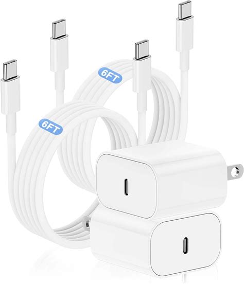 Iphone 15 Charger Fast Charging Apple 20w Usb C Wall Block Power Adapter And Type C To C Cable