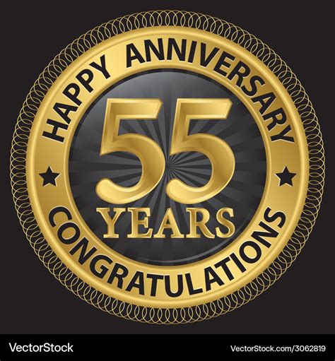 55 Years Happy Anniversary Congratulations Gold Vector Image