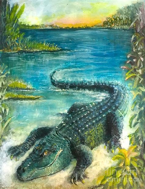 Blue Gator Painting By Doris Glapion Pixels