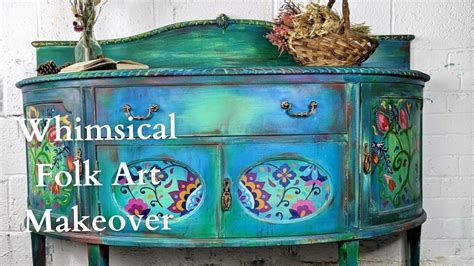 Whimsical Folk Art Furniture Makeover Youtube