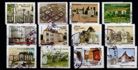 SÉRIE DE TIMBRES français oblitérés de 2013 demeure et manoir