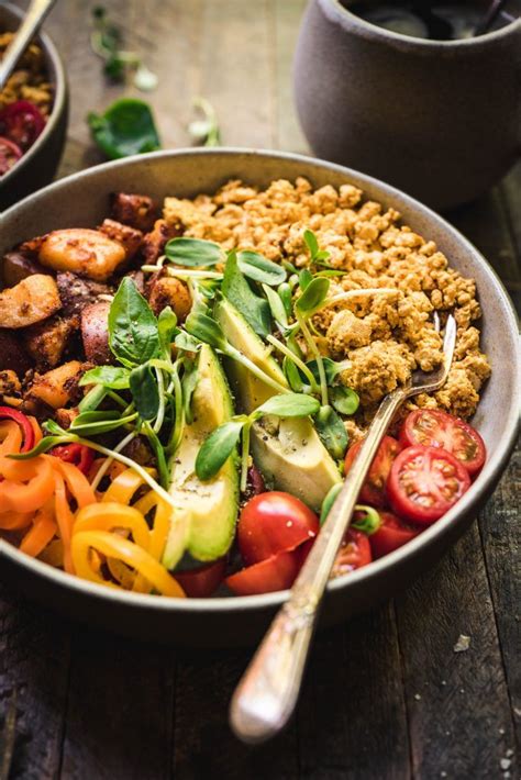 High Protein Vegan Breakfast Bowl With Crispy Potatoes And Tofu Scramble Recipe High Protein