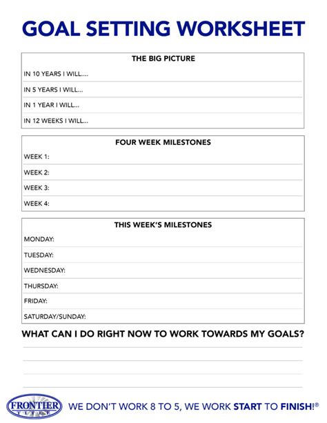 Goal Setting Activity For Adults