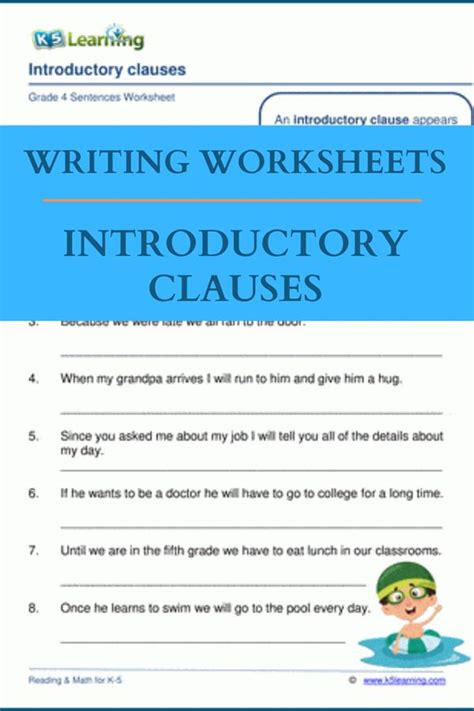 Introductory Clauses Grammar Worksheets Free Grammar Worksheet Writing Worksheets