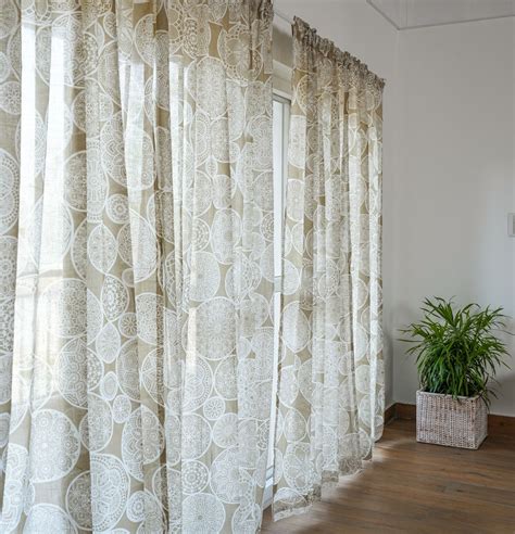 Buy Dreamcatcher Slub Sheer Cotton Curtain Beige – Thoppia