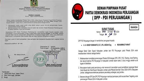 PPP Dan PDIP Jember Berikan Surat Tugas Untuk Dua Bacabup