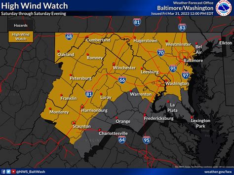 Nws Baltimore Washington On Twitter The High Wind Watch Has Been Expanded Farther East To