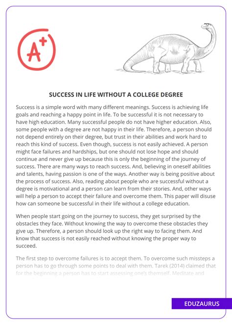 Success In Life Without A College Degree Free Essay Example Eduzaurus