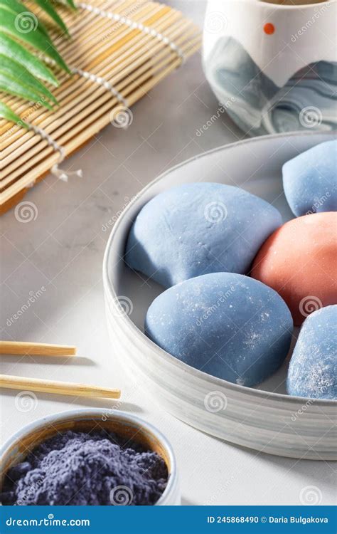 Concept Of A Traditional Japanese Dessert A Ceramic Bowl Of Japanese