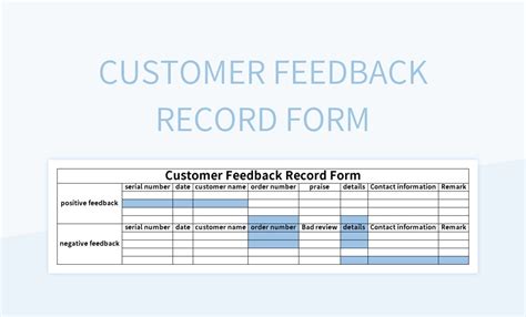 Customer Feedback Record Form Excel Template And Google Sheets File For