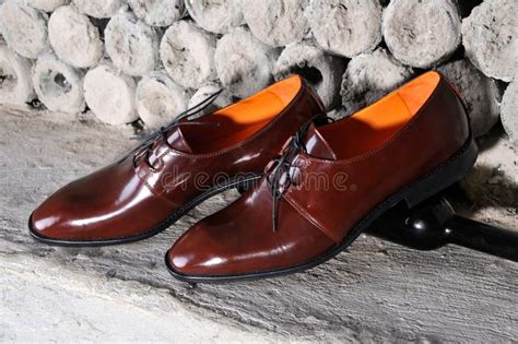 Classic Shiny Brown Mens Shoes Stock Photo Image Of Pattern Glamour