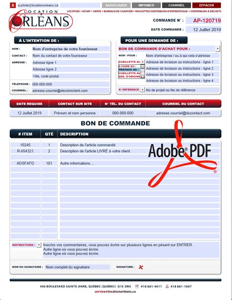 Bon De Commande Un Fournisseur Pdf Dynamique Interactif