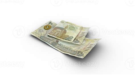 3d Rendering Of Double 20 Bahrain Dinar Notes With Shadows Isolated On